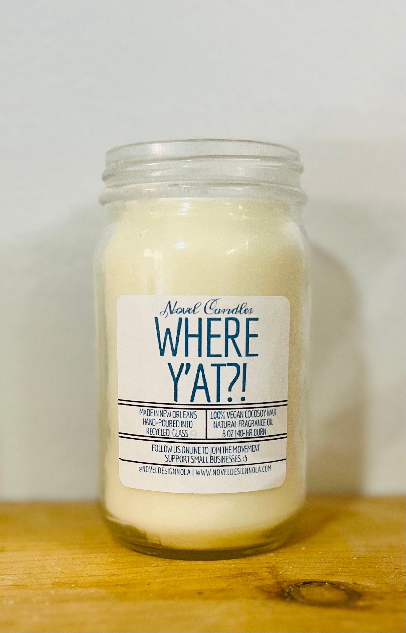 Where Y’at?! Cucumber Melon Ginger Candle: Vegan CocoSoy Wax, Recycled Glass