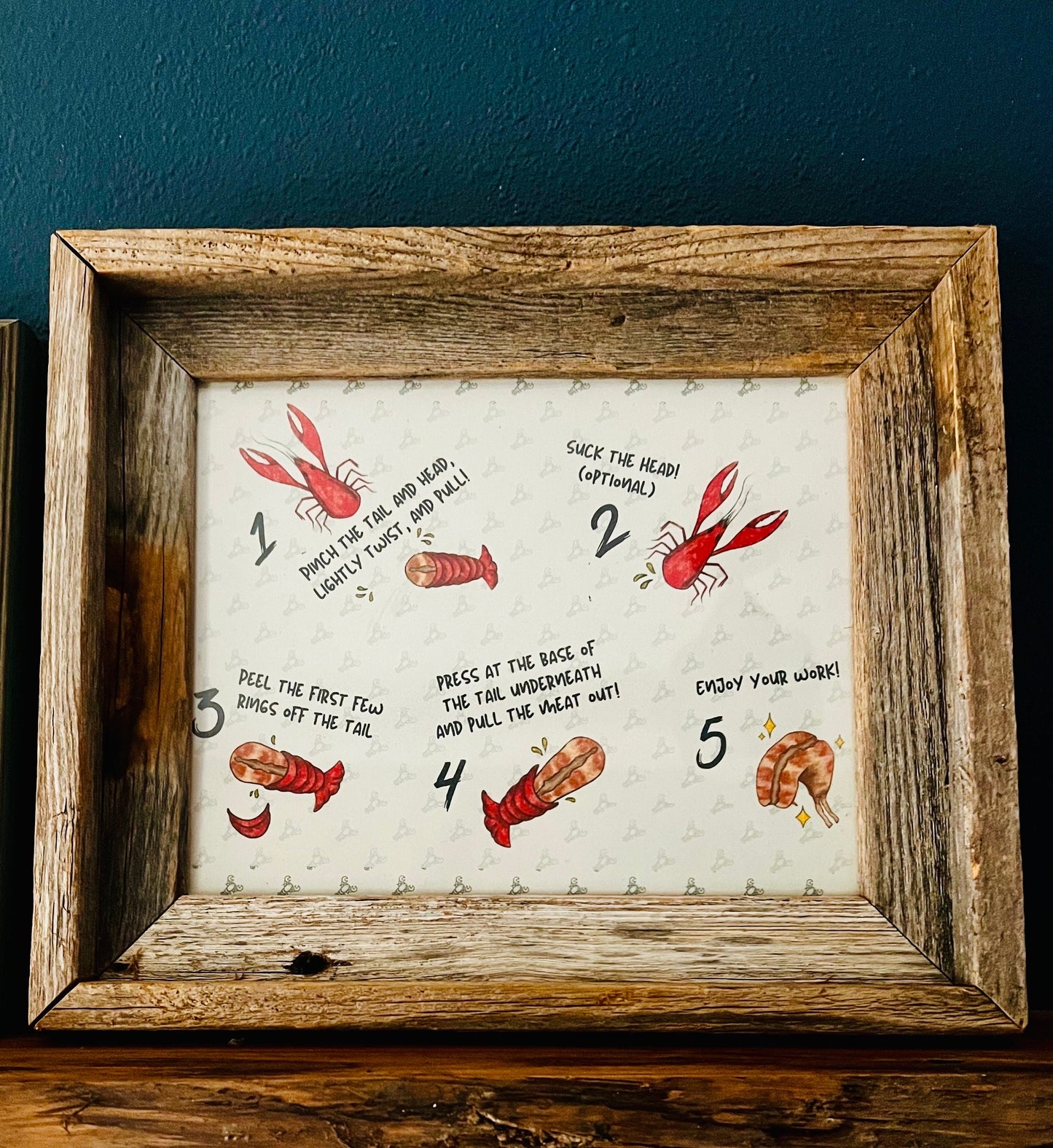 How to Peel Crawfish Postcard or Print — Hand-Drawn in New Orleans, Louisiana Art