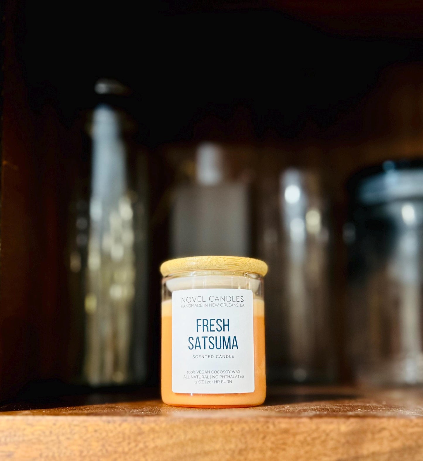 Fresh Satsuma Scented Candle: Sweet Orange, Bergamot & Basil, Vegan CocoSoy Wax