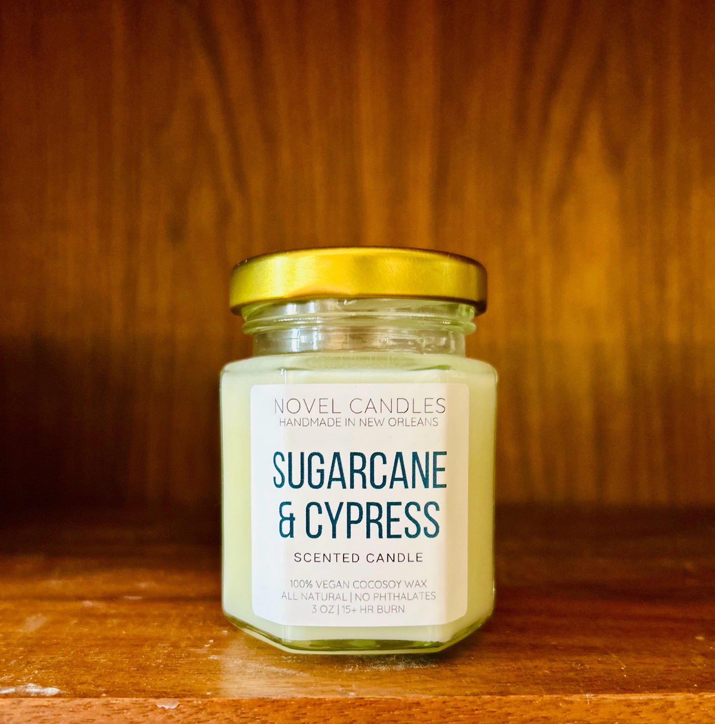 Sugarcane & Cypress Scented Candle — Louisiana Swamp & Bayou Inspired Candle, Handmade in New Orleans, NOLA Themed Gift in Reusable Jar