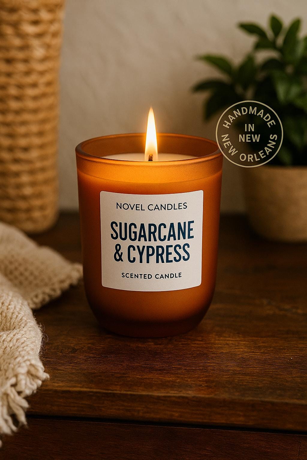 Sugarcane & Cypress Scented Candle — Louisiana Swamp & Bayou Inspired Candle, Handmade in New Orleans, NOLA Themed Gift in Reusable Jar