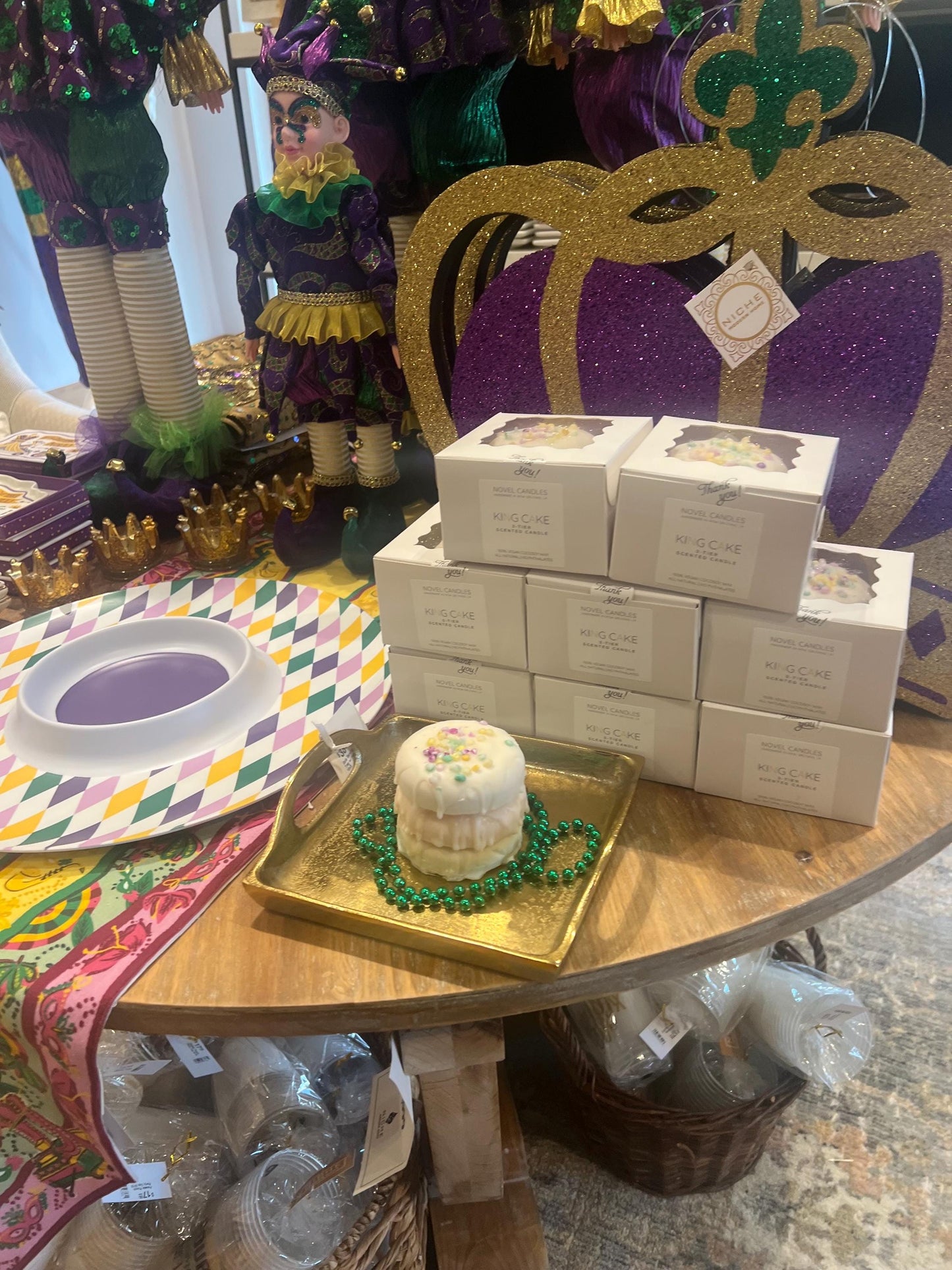 King Cake Scented Candle with Baby | Mardi Gras Decor, NOLA Gift