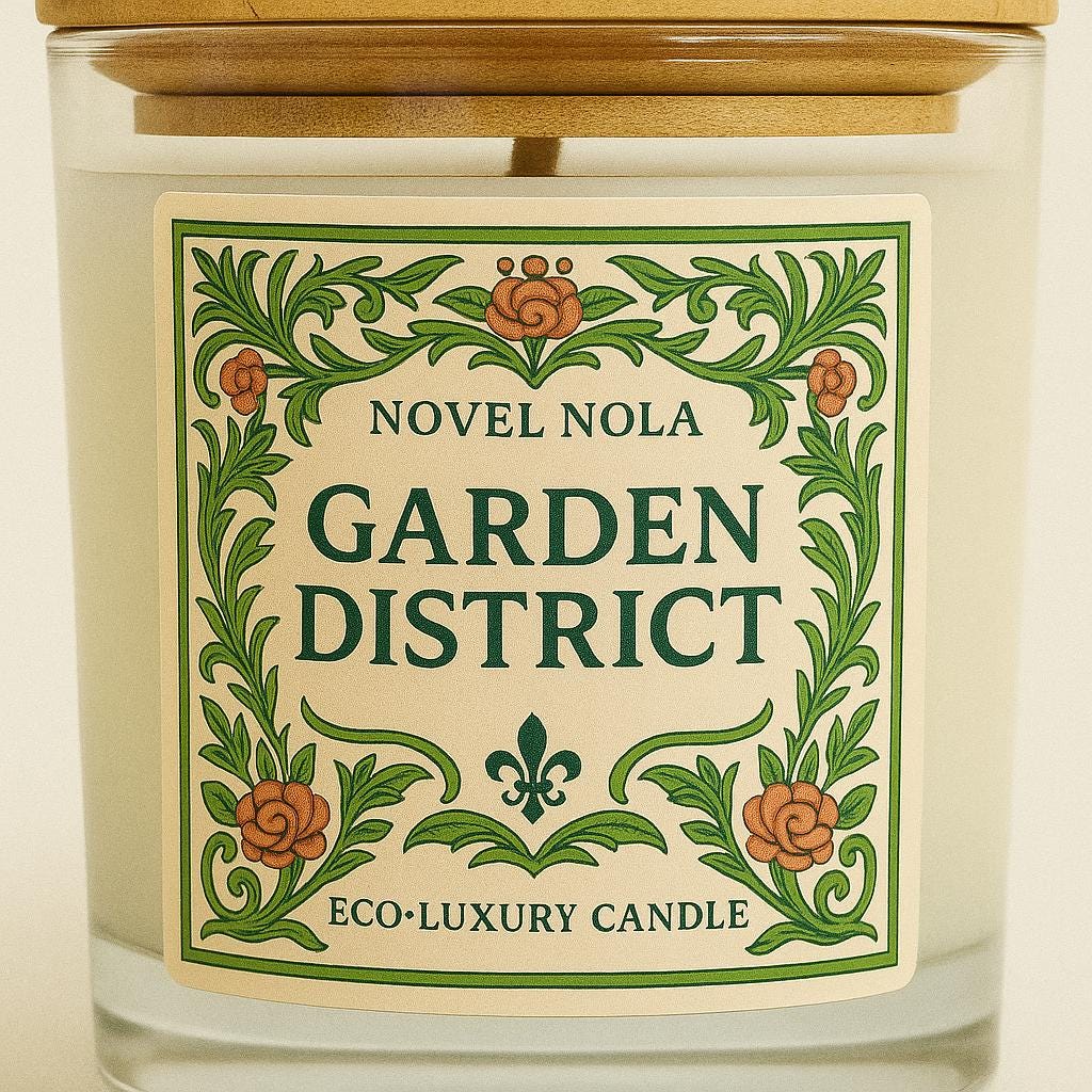 Garden District — Rose & Jasmine Scented Candle Eucalyptus, Vegan CocoSoy-Beeswax, New Orleans Home Decor