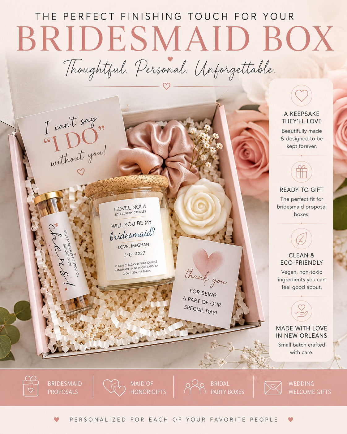 Personalized Bridesmaid Proposal Candle | Custom Maid of Honor Gift | Bridal Party Candle | Wedding Proposal Box Gift | Handmade in New Orleans