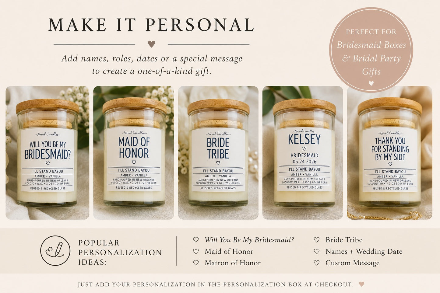 Personalized Bridesmaid Proposal Candle | Custom Maid of Honor Gift | Bridal Party Candle | Wedding Proposal Box Gift | Handmade in New Orleans