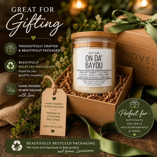 ON DA BAYOU Candle | Louisiana Bayou Scented Candle | Bamboo, Cypress & Dark Musk | New Orleans Candle Gift | Fresh Earthy Home Fragrance