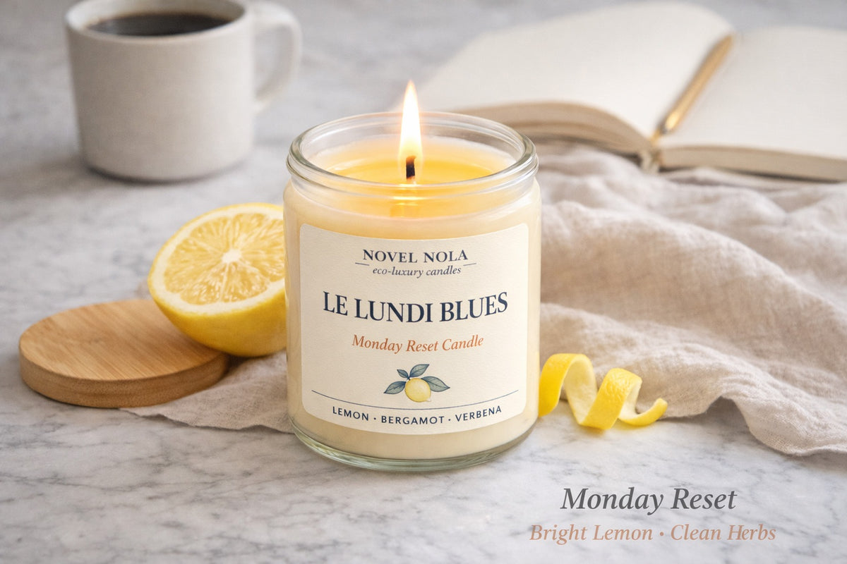 LUNDI BLUES Lemon Candle | Bright Citrus Ritual Candle | Monday Reset | Fresh Lemon Scent | Eco-Luxury Hand-Poured Candle