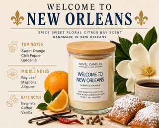Welcome to New Orleans Scented Candle: Spicy Sweet Floral Citrus Bay Scent, Handmade in NOLA, Wedding Favor, Orleans Gift Idea