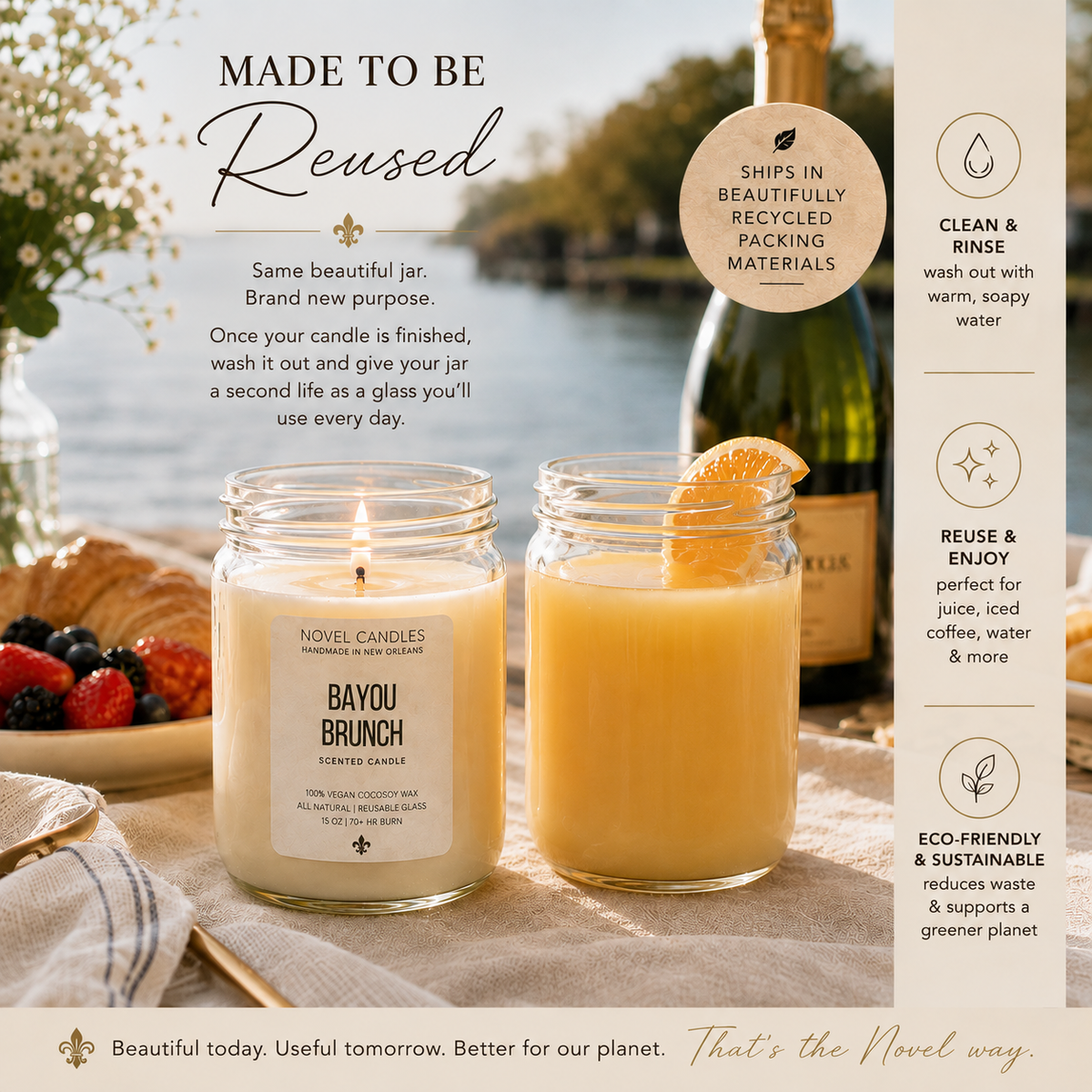 Bayou Brunch Candle | Mimosa & Citrus Scent | Brunch Lover Gift | Hostess Gift | Champagne Candle | Handmade in New Orleans