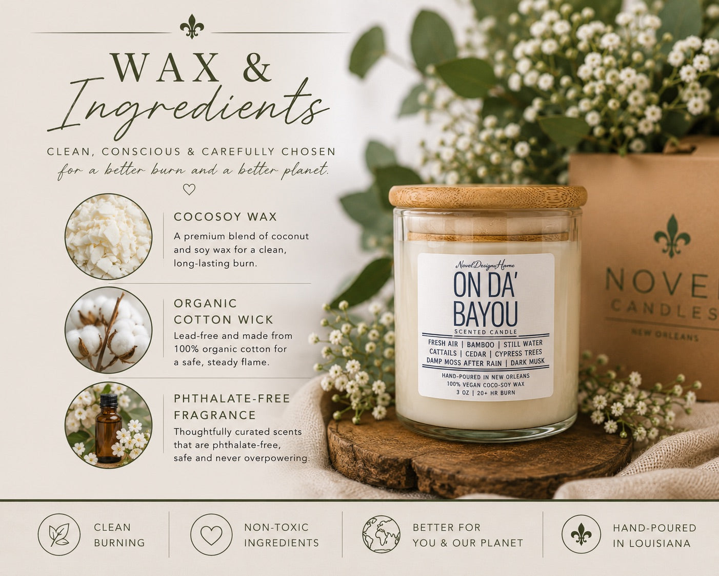 ON DA BAYOU Candle | Louisiana Bayou Scented Candle | Bamboo, Cypress & Dark Musk | New Orleans Candle Gift | Fresh Earthy Home Fragrance