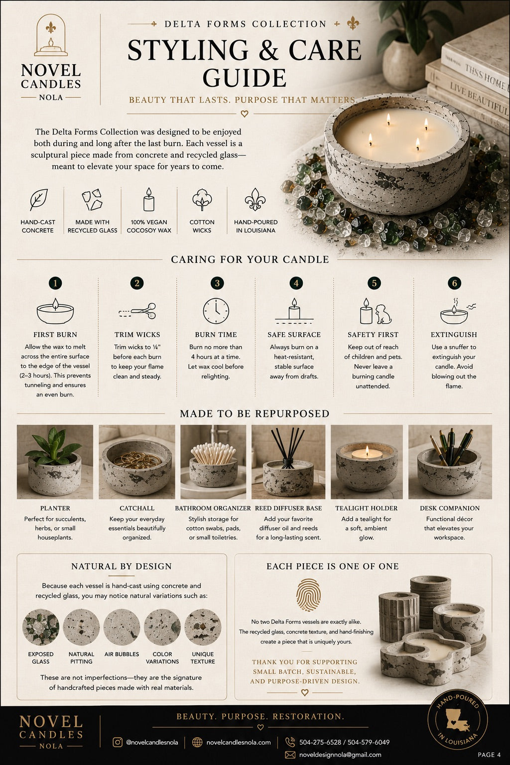 Delta Forms Collection | Luxury Coco-Soy Candles in Handcrafted Recycled Glass & Reusable Concrete Vessels