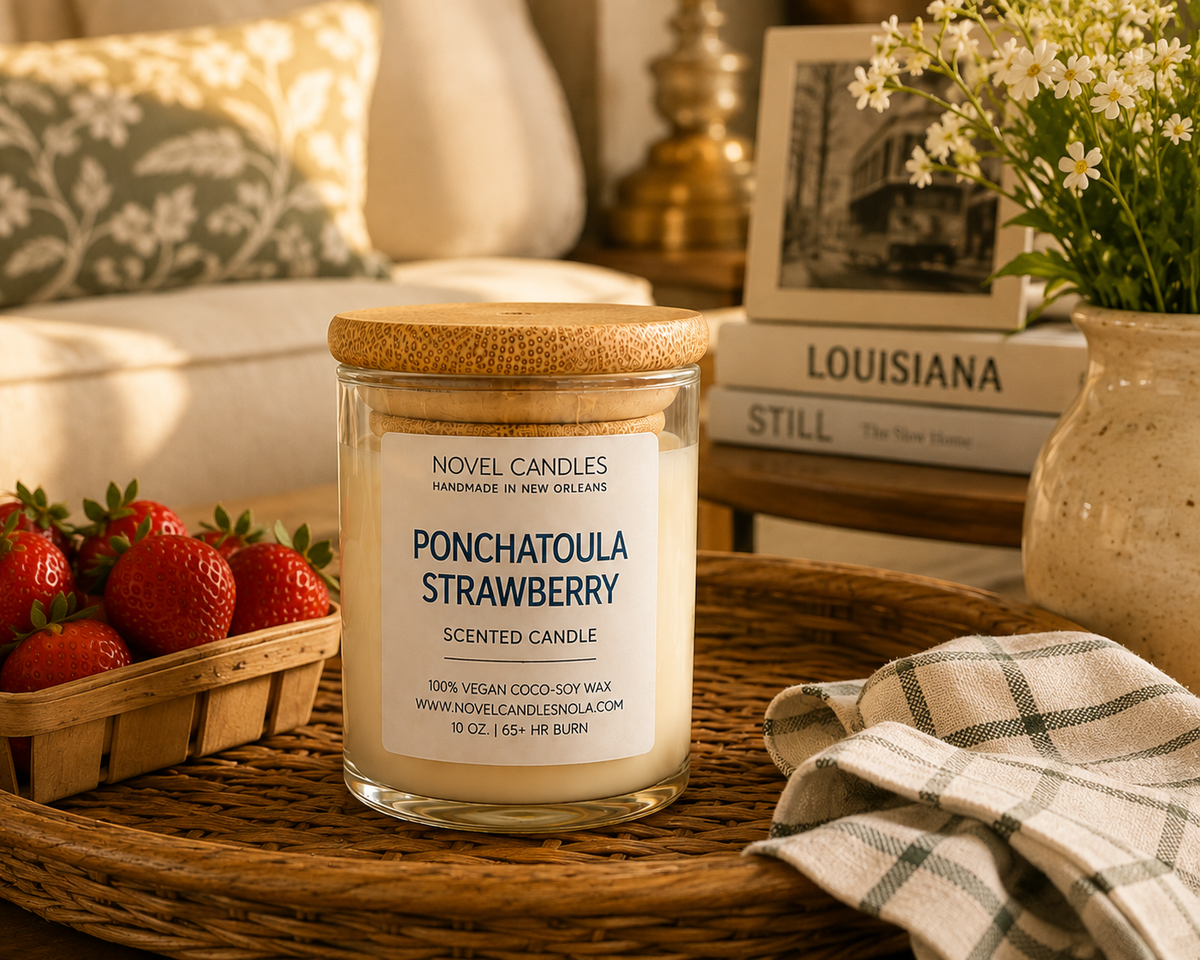 Ponchatoula Strawberry Candle – Fresh Louisiana Strawberry & Green Vine Scent | Hand-Poured in New Orleans