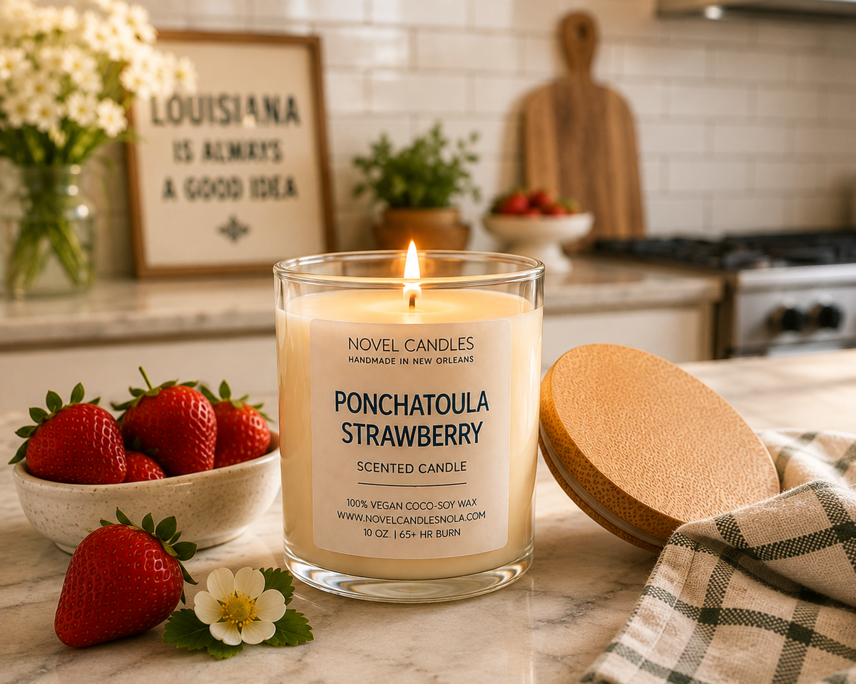 Ponchatoula Strawberry Candle – Fresh Louisiana Strawberry & Green Vine Scent | Hand-Poured in New Orleans