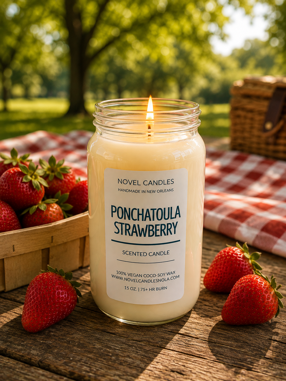 Ponchatoula Strawberry Candle – Fresh Louisiana Strawberry & Green Vine Scent | Hand-Poured in New Orleans