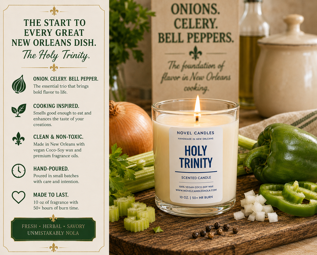 Holy Trinity Candle – Onion, Celery & Bell Pepper | New Orleans Cajun Cooking Scented Candle