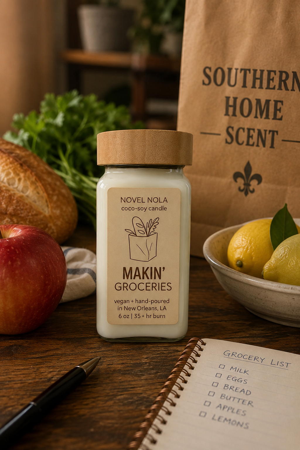 Ya Mama’s Cookin’ Candle | Fresh Baked Bread, Cinnamon Sugar, Pecan Pie & Apple | New Orleans Southern Home Scent