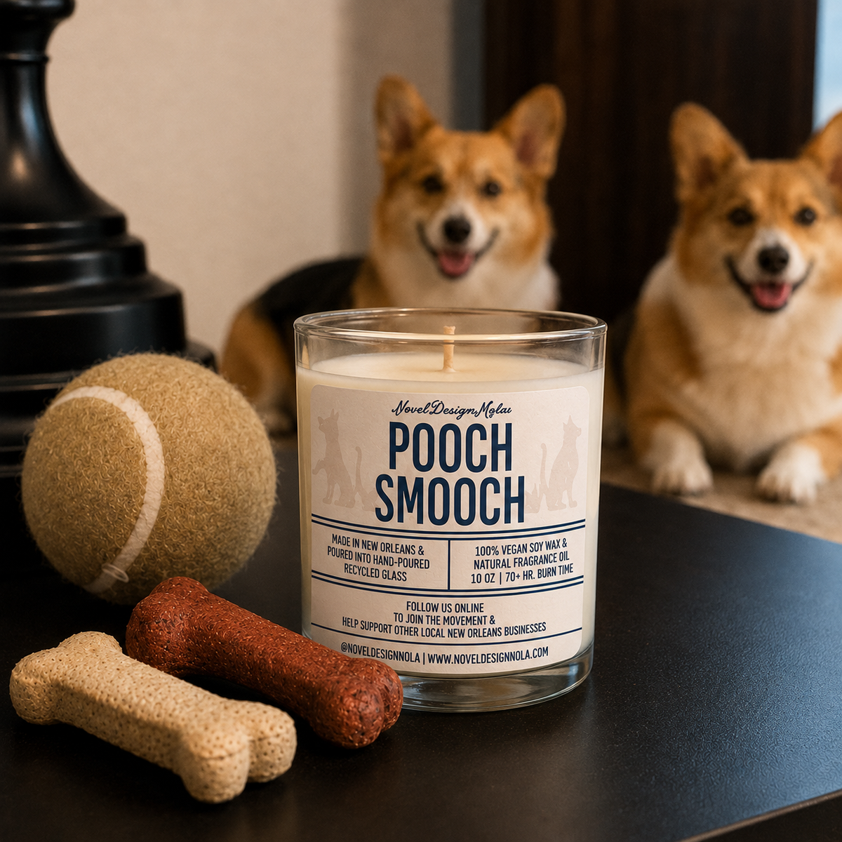 Pet Odor Eliminator Candle: Vanilla Lemon Scent, Upcycled Jar