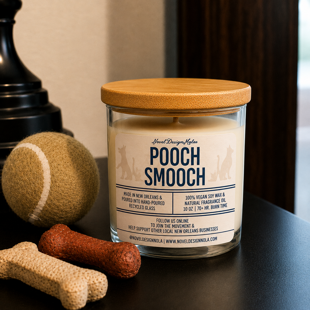 Pet Odor Eliminator Candle: Vanilla Lemon Scent, Upcycled Jar