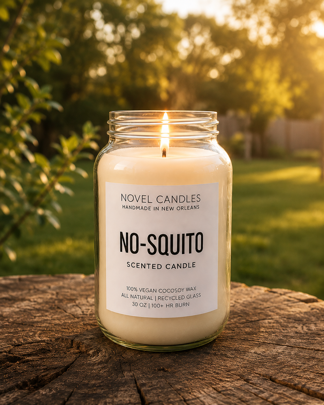 NO-SQUITO Outdoor Candle - Basil, Lavender, Lemongrass, Sage Mosquito Candle