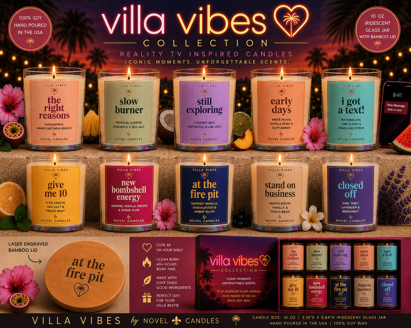 Villa Vibes Candle Collection 🏝️ | Reality TV Inspired Soy Candles | Personalized Villa Wine Tumbler | Summer Gift | Limited Edition