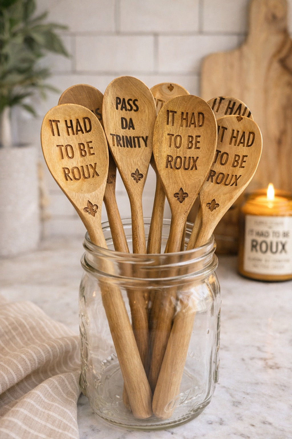 Personalized Cajun Roux Spoon | Engraved Wooden Cooking Spoon | “It Had To Be Roux” | Mind Ya Roux | Pass Da Trinity | Custom Handwriting Gift