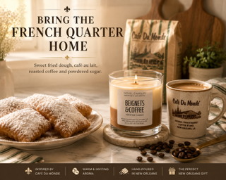 Beignets & Coffee Scented Candle – Official Cafe Du Monde Candle Scent | Handmade in New Orleans Foodie Gift | NOLA Vacation Souvenir