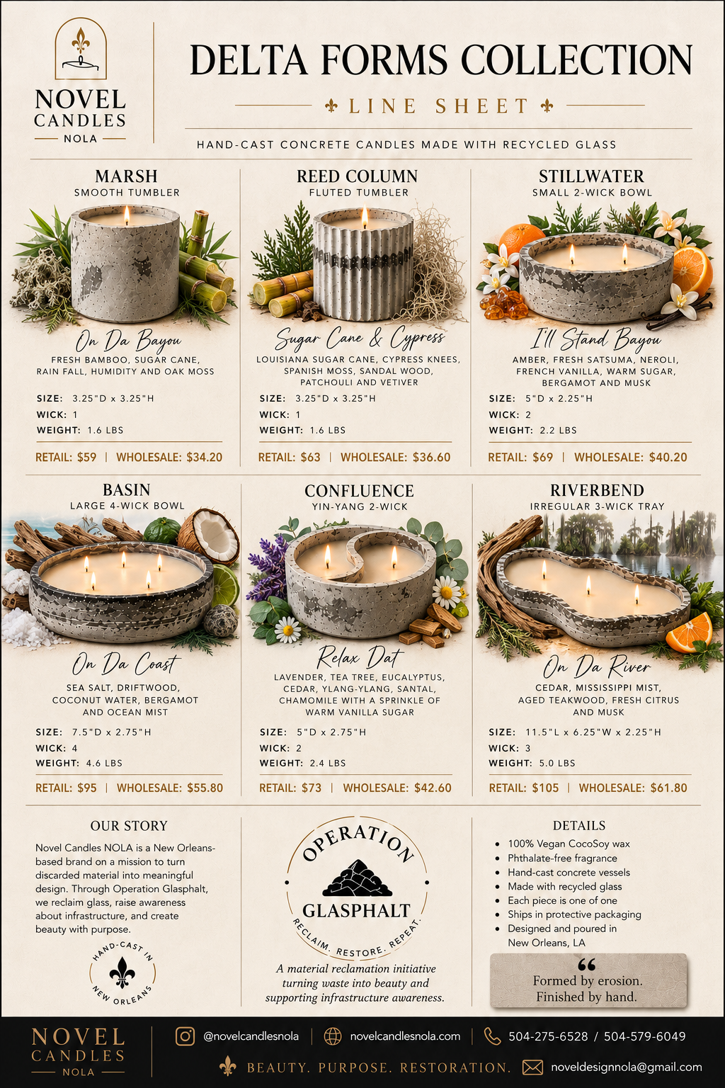 Delta Forms Collection | Luxury Coco-Soy Candles in Handcrafted Recycled Glass & Reusable Concrete Vessels