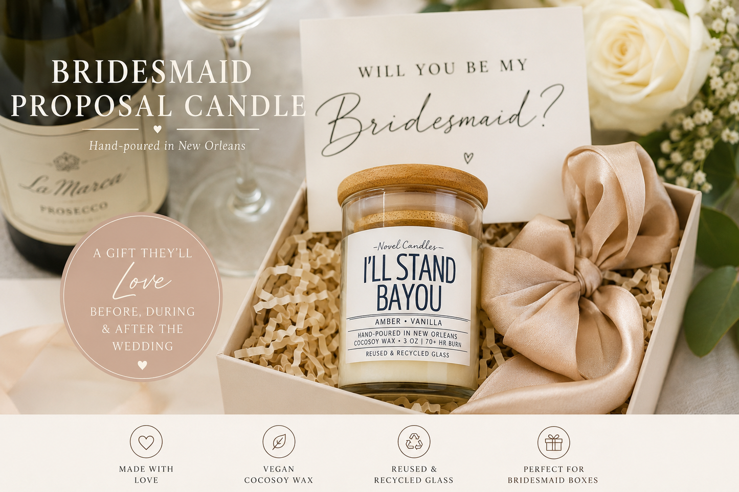 I'LL STAND BAYOU Candle • Amber Vanilla Scent • New Orleans Handmade CocoSoy Wax