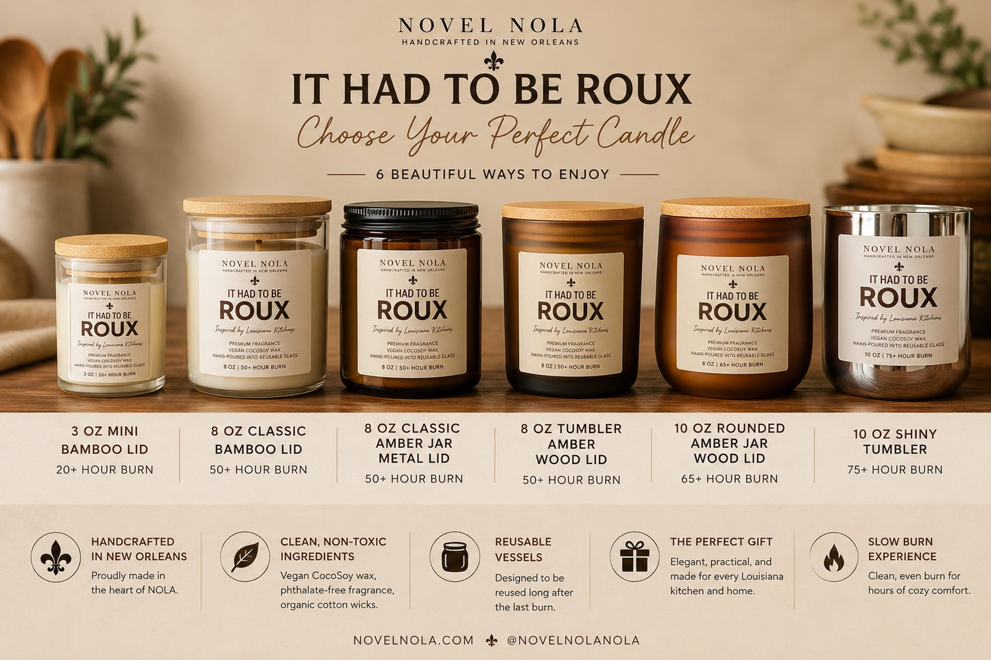 It Had to Be Roux Candle | Louisiana Kitchen Candle | Toasted Almond, Oak & Smoked Vanilla | Hand-Poured in New Orleans