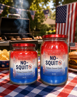 No-Squito Outdoor Summer Candle, Red White Blue Patio Candle, Fourth of July Hostess Gift, Recycled Glass Jar Candle