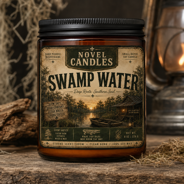 8oz Swamp Water Scented Candle: Sugarcane & Cypress - New Orleans Handmade