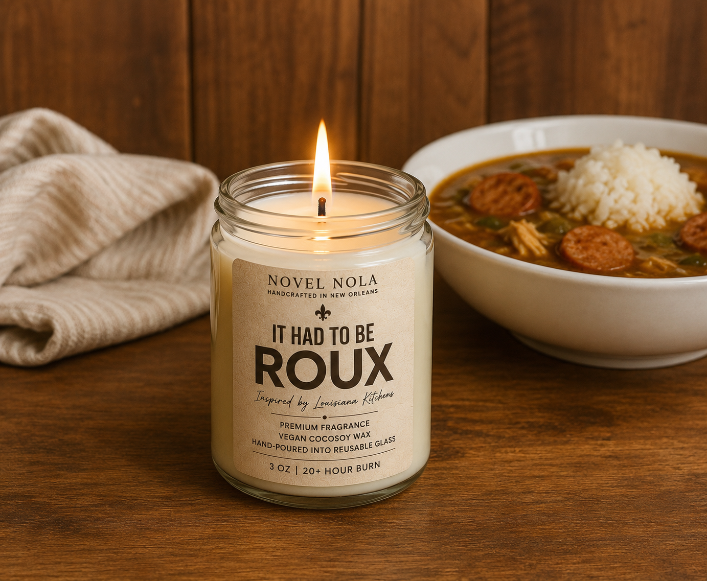 It Had to Be Roux Candle | Louisiana Kitchen Candle | Toasted Almond, Oak & Smoked Vanilla | Hand-Poured in New Orleans