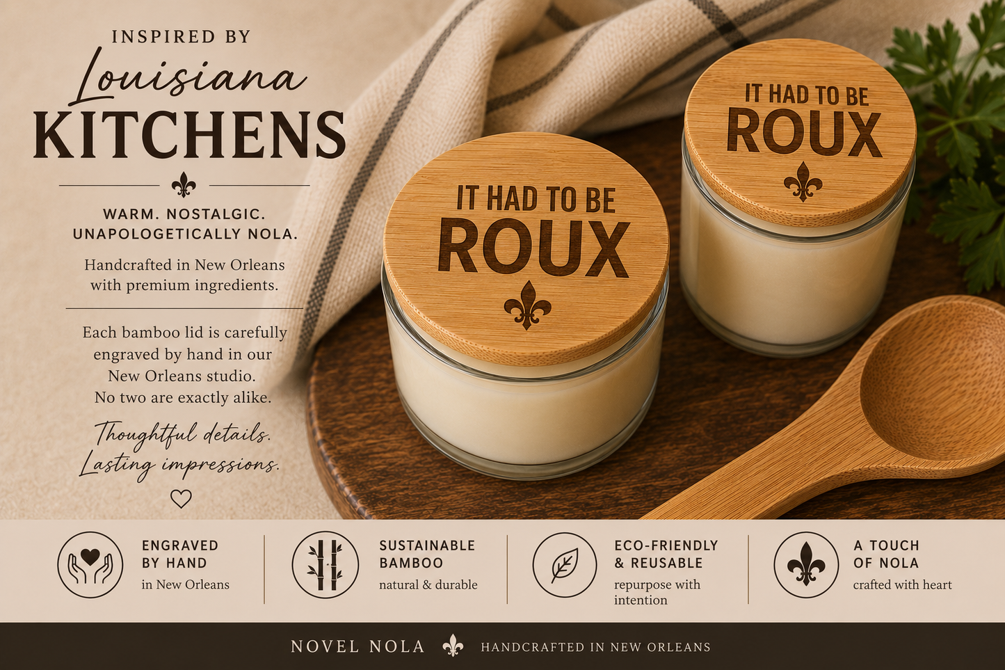 It Had to Be Roux Candle | Louisiana Kitchen Candle | Toasted Almond, Oak & Smoked Vanilla | Hand-Poured in New Orleans