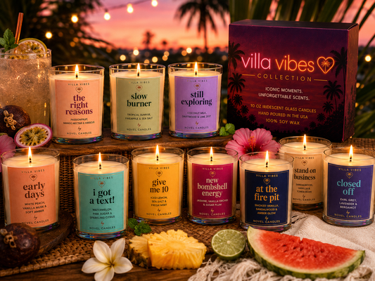 Villa Vibes Candle Collection 🏝️ | Fiji Island USA Inspired Scented Candles | Reusable Shiny Tumbler | Tropical Summer Scents | Reality TV Bestie Gift | Limited Edition