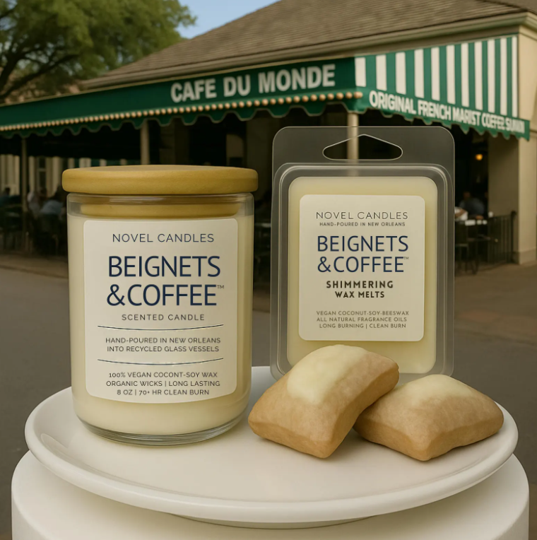 Beignets & Coffee Scented Candle – Official Cafe Du Monde Candle Scent | Handmade in New Orleans Foodie Gift | NOLA Vacation Souvenir