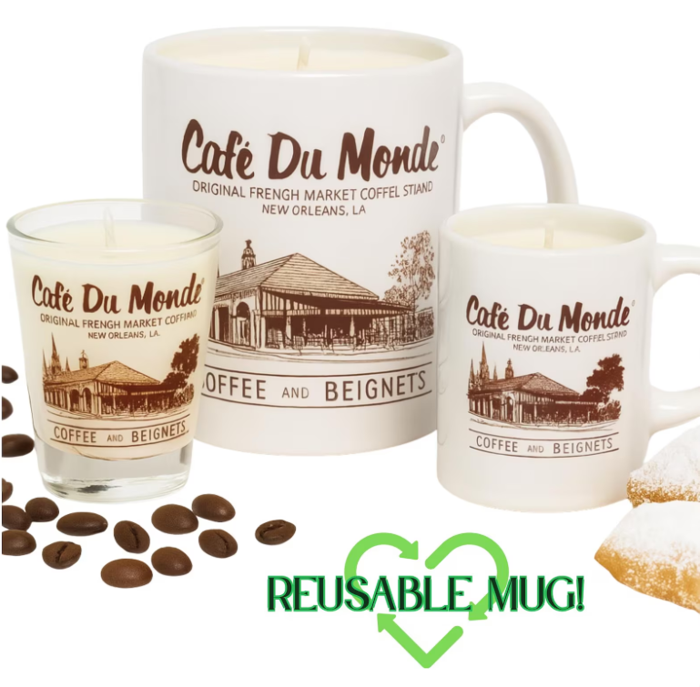 Cafe Du Monde Mug Candle – New Orleans Beignets & Coffee Scent