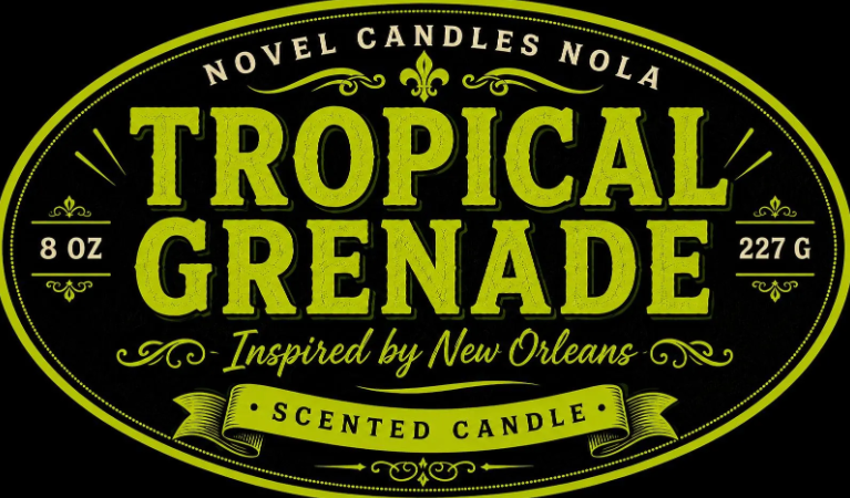TROPICAL GRENADE Candle | New Orleans Inspired Citrus Melon Cocktail Scent | Novelty Neon Green Candle | Bourbon Street Gift | NOLA Souvenir