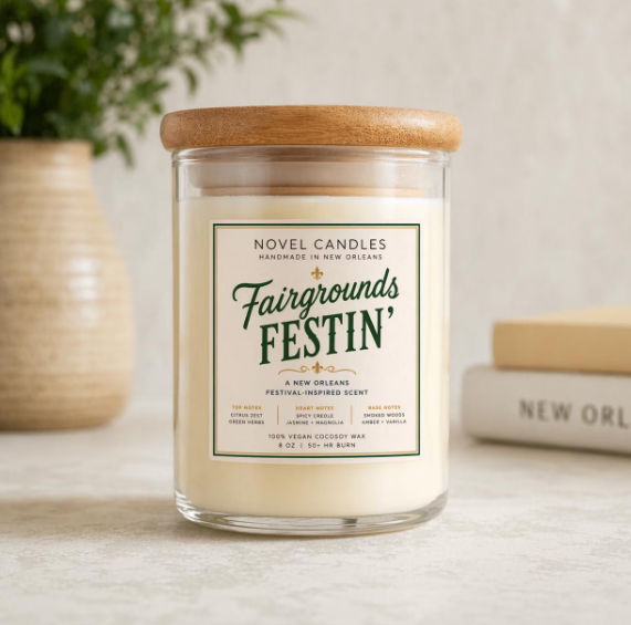Fairgrounds Festin’ Candle | New Orleans Festival Scent | Spring NOLA Candle | Live Music Inspired | Cajun Foodie Candle Gift from Louisiana
