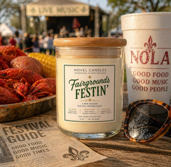 Fairgrounds Festin’ Candle | New Orleans Festival Scent | Spring NOLA Candle | Live Music Inspired | Cajun Foodie Candle Gift from Louisiana