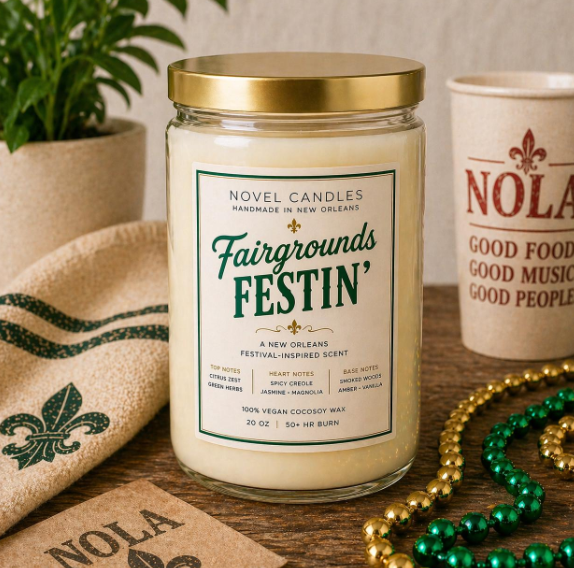 Fairgrounds Festin’ Candle | New Orleans Festival Scent | Spring NOLA Candle | Live Music Inspired | Cajun Foodie Candle Gift from Louisiana