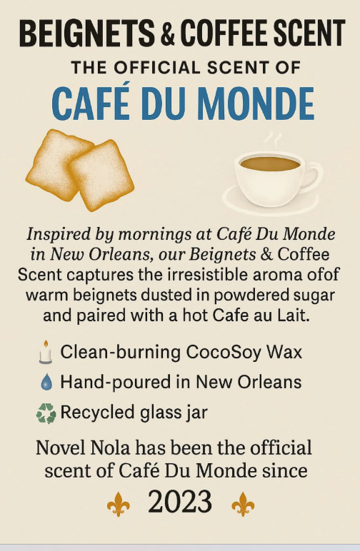 Beignets & Coffee Scented Candle – Official Cafe Du Monde Candle Scent | Handmade in New Orleans Foodie Gift | NOLA Vacation Souvenir