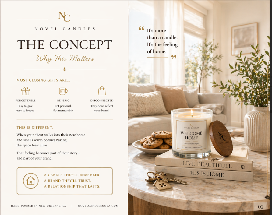 WELCOME HOME Candle Gift for Realtors | Closing Gift for Home Buyers | Custom Real Estate Gift | Home Builder Housewarming Candle
