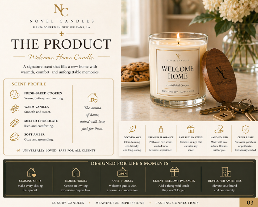 WELCOME HOME Candle Gift for Realtors | Closing Gift for Home Buyers | Custom Real Estate Gift | Home Builder Housewarming Candle