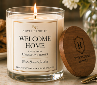 WELCOME HOME Candle Gift for Realtors | Closing Gift for Home Buyers | Custom Real Estate Gift | Home Builder Housewarming Candle