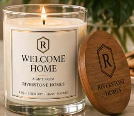 WELCOME HOME Candle Gift for Realtors | Closing Gift for Home Buyers | Custom Real Estate Gift | Home Builder Housewarming Candle