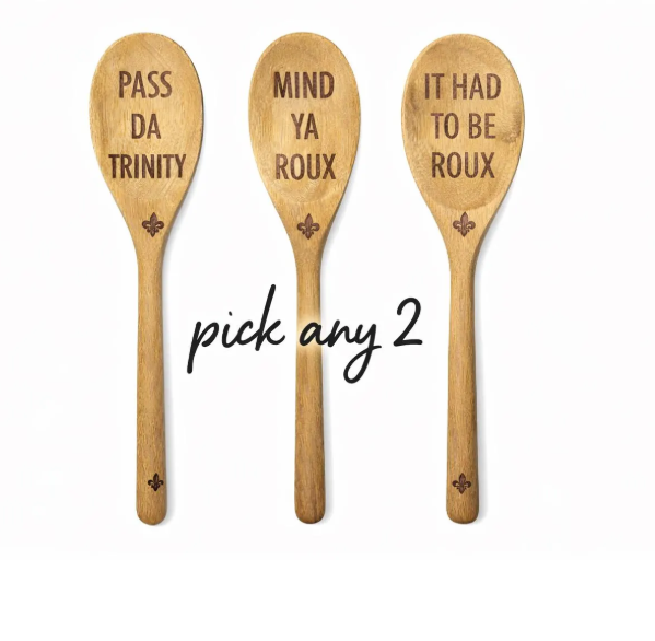 Personalized Cajun Roux Spoon | Engraved Wooden Cooking Spoon | “It Had To Be Roux” | Mind Ya Roux | Pass Da Trinity | Custom Handwriting Gift