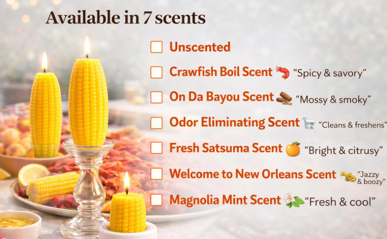 Corn Cob Candle – Crawfish Boil Table Centerpiece, Beeswax Taper Candle, Southern Decor, Friendsgiving & Thanksgiving