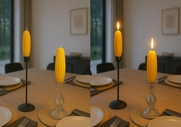 Corn Cob Candle – Crawfish Boil Table Centerpiece, Beeswax Taper Candle, Southern Decor, Friendsgiving & Thanksgiving