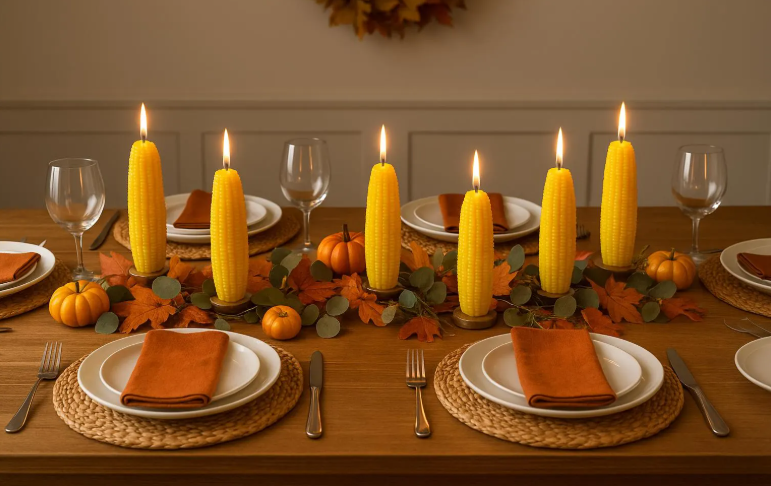 Corn Cob Candle – Crawfish Boil Table Centerpiece, Beeswax Taper Candle, Southern Decor, Friendsgiving & Thanksgiving