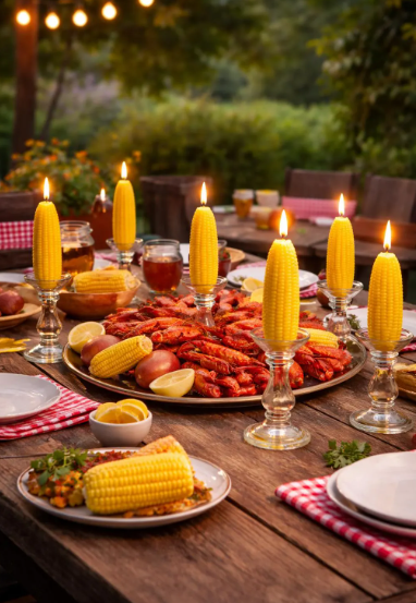 Corn Cob Candle – Crawfish Boil Table Centerpiece, Beeswax Taper Candle, Southern Decor, Friendsgiving & Thanksgiving